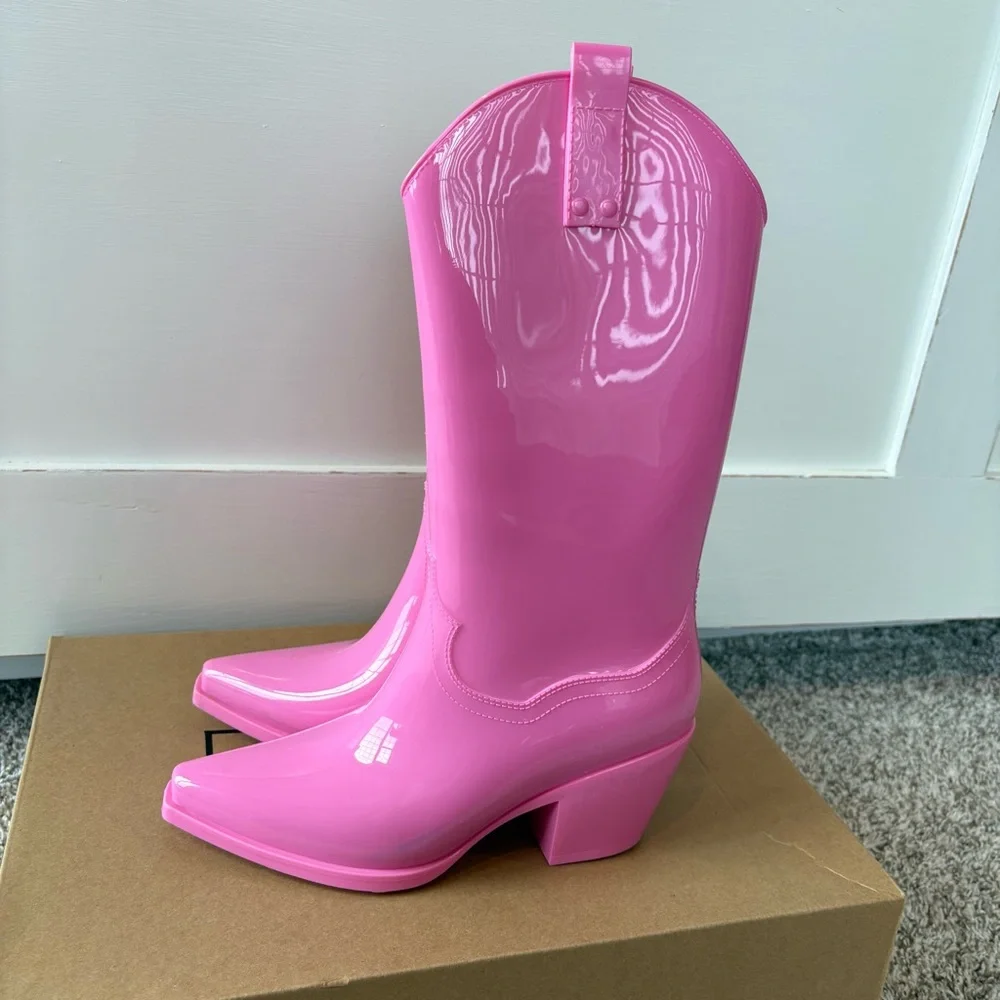 NIB Beach by Matisse Women's Annie Cowboy Rain Boots in Pink Size 7 Barbie - Picture 4 of 9